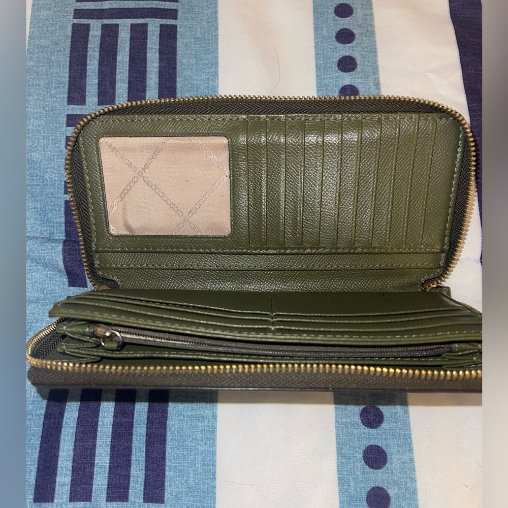 Olive Green Michael Kors Zip-Around Wallet